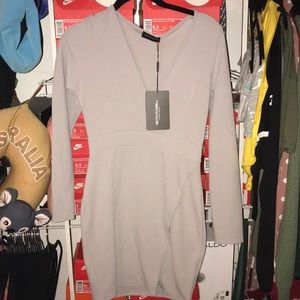 Light lavender long sleeve mini dress with slit